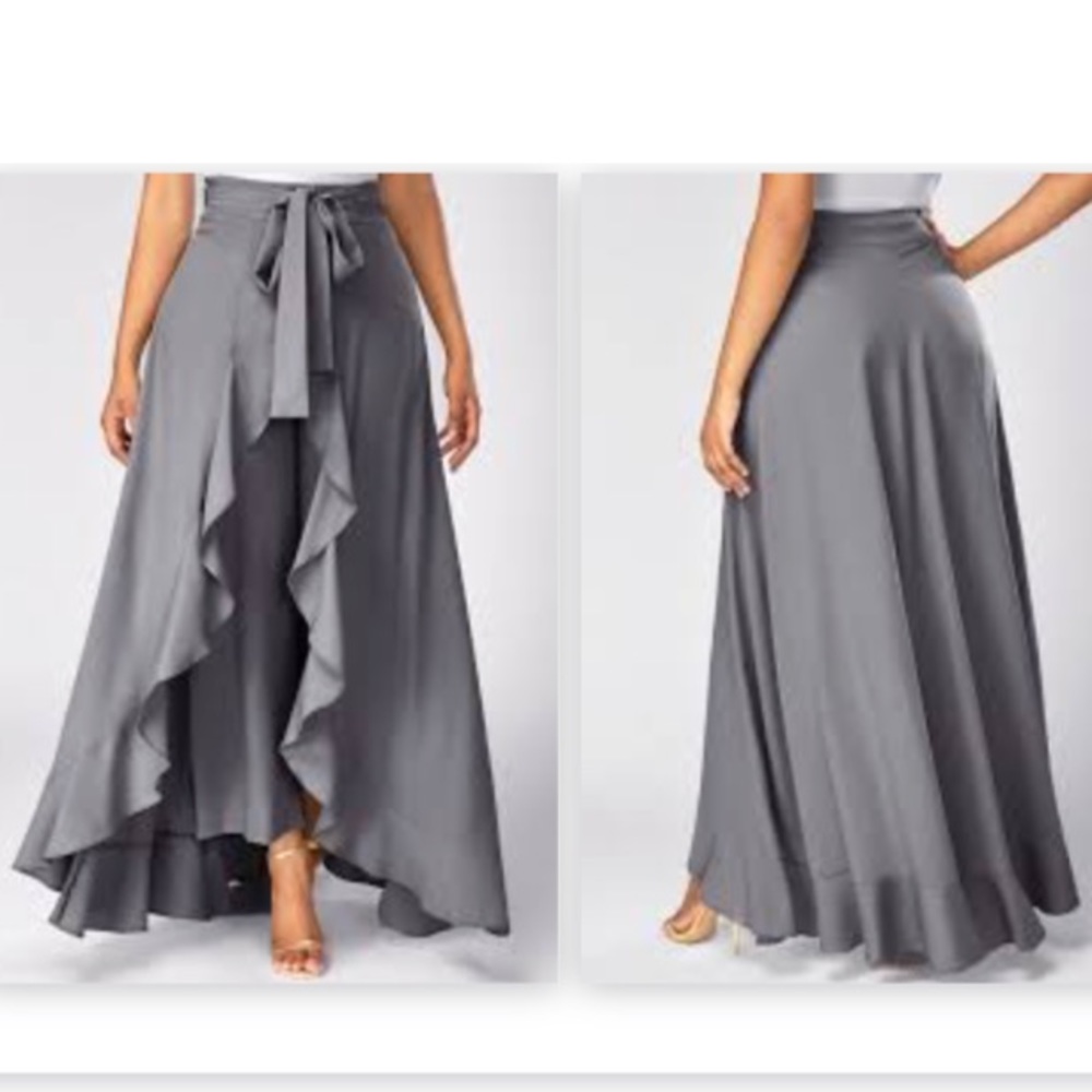 COPY - Side Zipper Tie Waist Ruffle Palazzo Pants